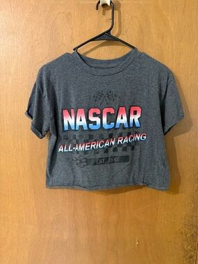 Nascar Crop Top with Red and Blue Logo